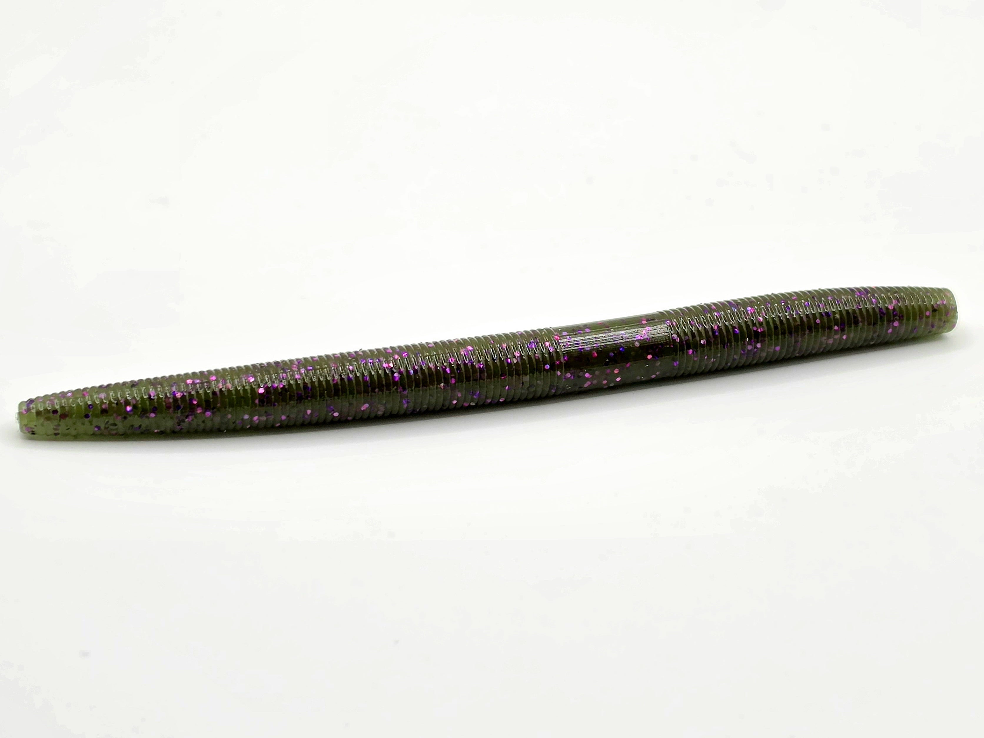 5" Wiggle Stick 10pk  Green Pumpkin W/ Purple Flake  Garlic Scent